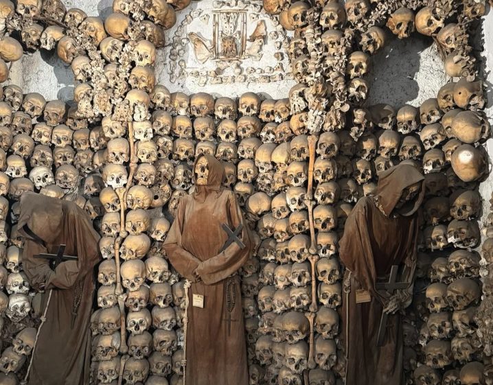 A bone-decorated chapel vault in the Museum and Crypt of the Capuchin Friars